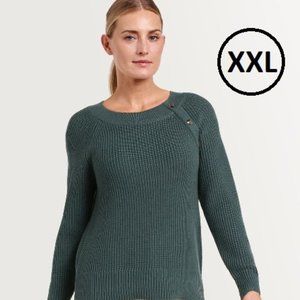 NWT Cotton Blend Sweater, ribbed sleeves & hem,  button details, wide crew neck
